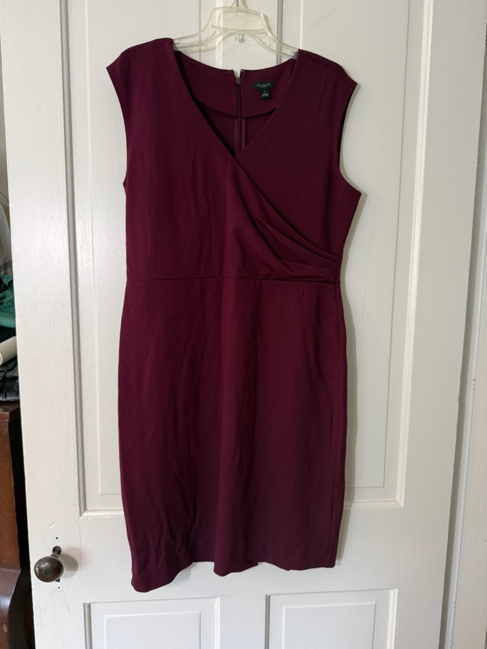 Ann Taylor burgundy Faux-Wrap Midi Dress